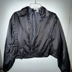H&M Glossy Black Bomber Jacket